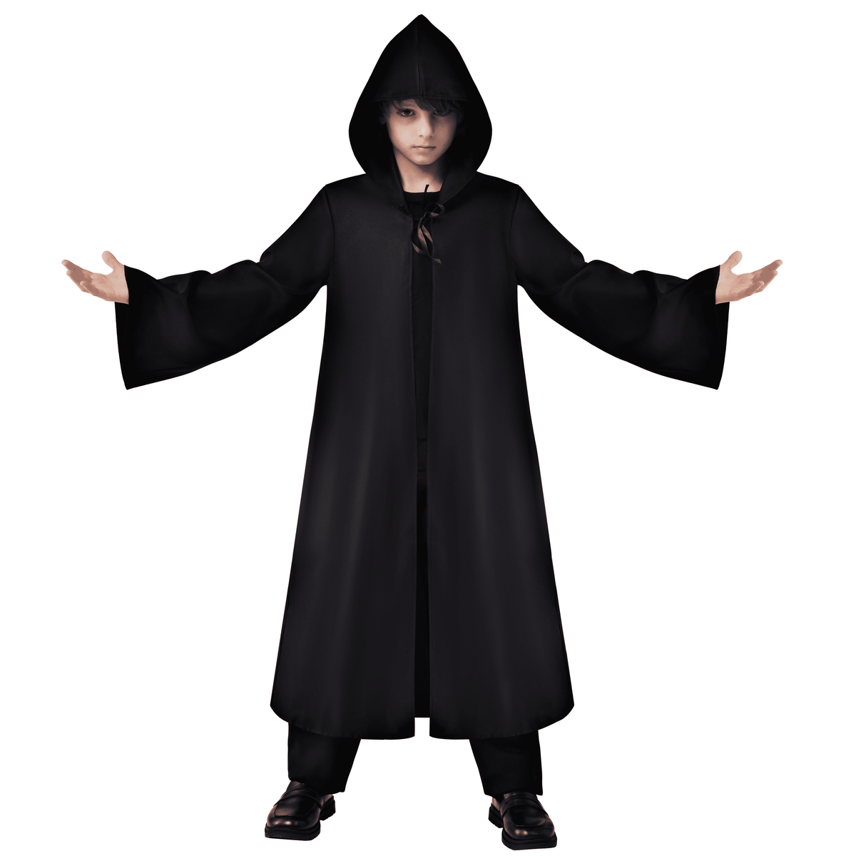 Joyfy Boys Renaissance Costumes, Kids Knight Costume, Black Cloak Tunic Hooded Robe Halloween Costume for Child Halloween Party Cosplay