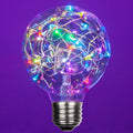 LEDimagine G80 Fairy Light Bulb, 50 Multicolor Color Changing LED Diodes Inside, Clear Glass Finish, E26 Base