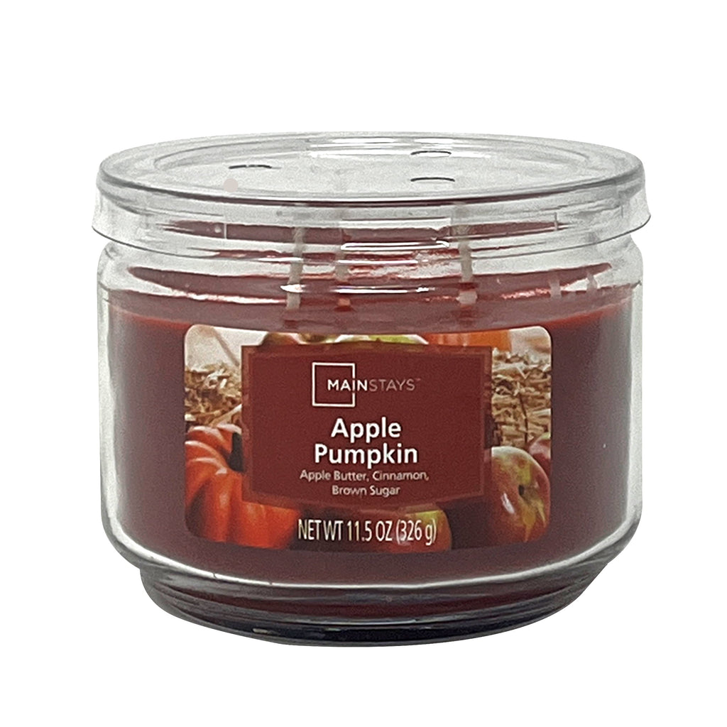 Mainstays 3-Wick 11.5 oz Glass Jar Candle, Apple Pumpkin