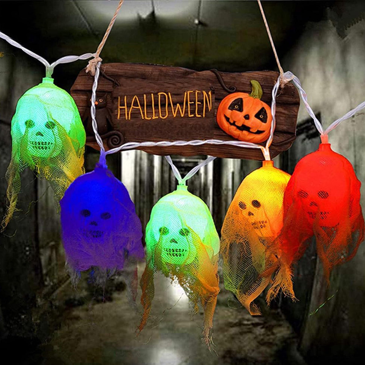 MYFLOCY Halloween LED Battery Operated Skull String Lights 10 Lighting Modes Indoor Outdoor Courtyard Decor ( 10 Ft )