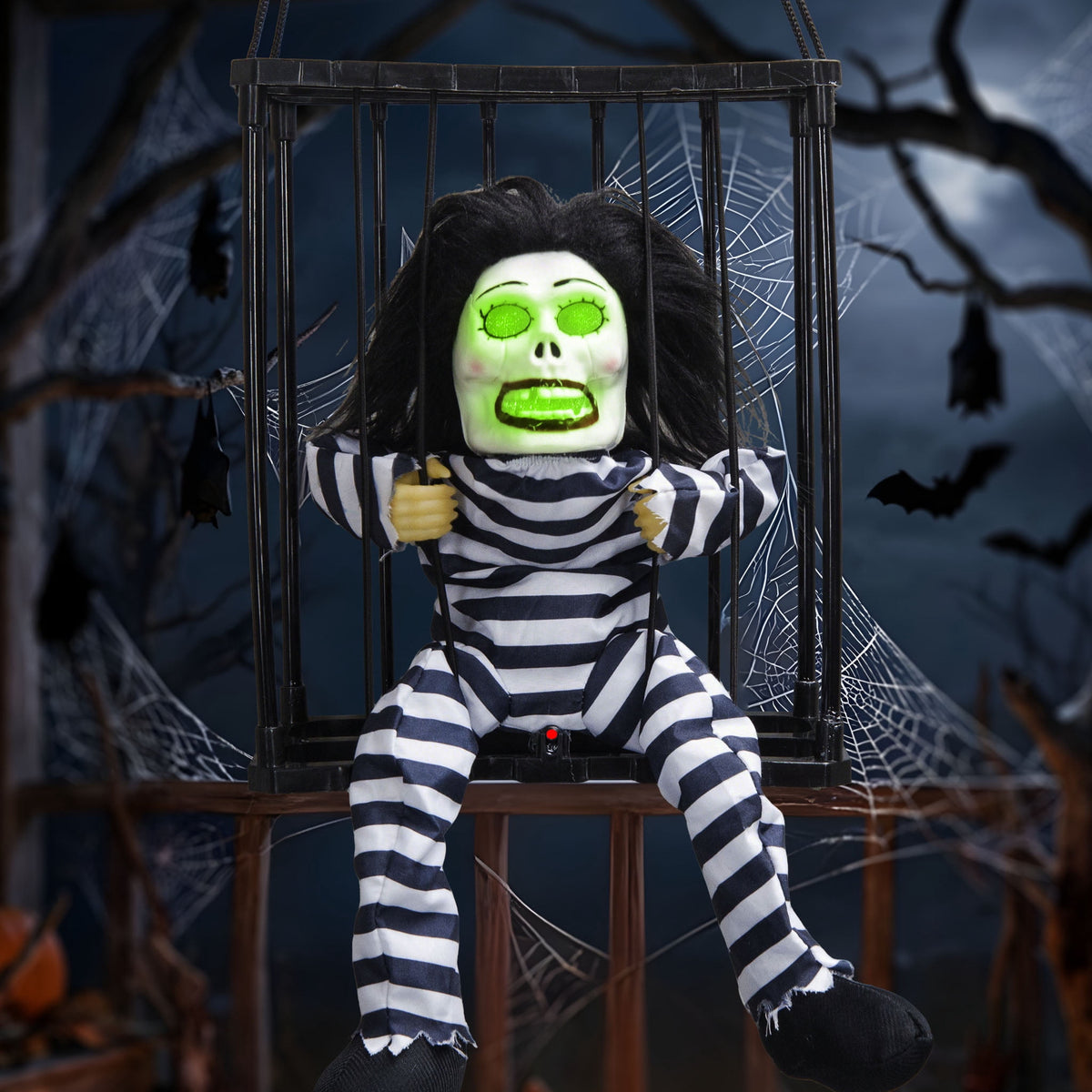 Magotan Screaming Animated Halloween Decorations, Outdoor Indoor Hanging Spooky Halloween Decoration, Scary Ghost Cage with Motion Sensor