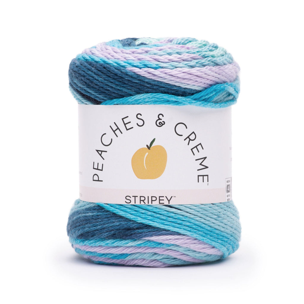 Peaches & Creme Stripey 4 Medium Cotton Yarn, Evening Sea 2oz/56.7g, 102 Yards