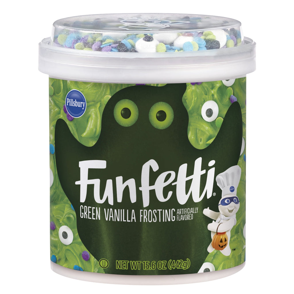 Pillsbury Funfetti Slime Green Vanilla Frosting, 15.6 Oz Tub