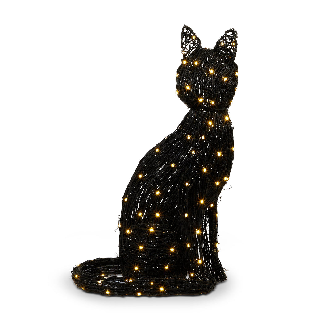 RAZ Imports 33" Rattan Light-Up Warm White LED Back Cat Halloween Decoration - Indoor or Outdoor Use