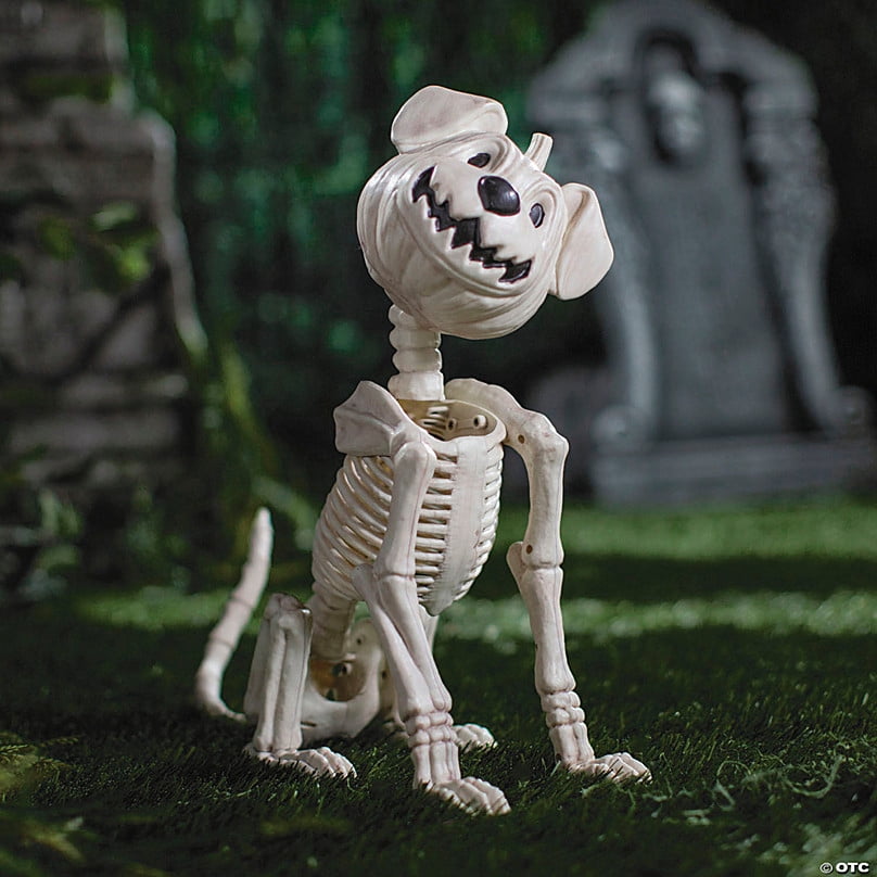 Seasons Crazy Bonez Pumpkin Dog Skeleton for Halloween Decor