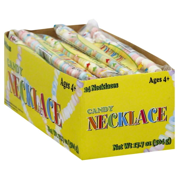 Smarties Candy Necklace - Bulk Candy Individually Wrapped - Gluten Free & Vegan, Fruit Flavored, Hard Candy on Stretch String - Perfect Party Favors, Birthdays & Halloween Hard Candy Box - 24 Count