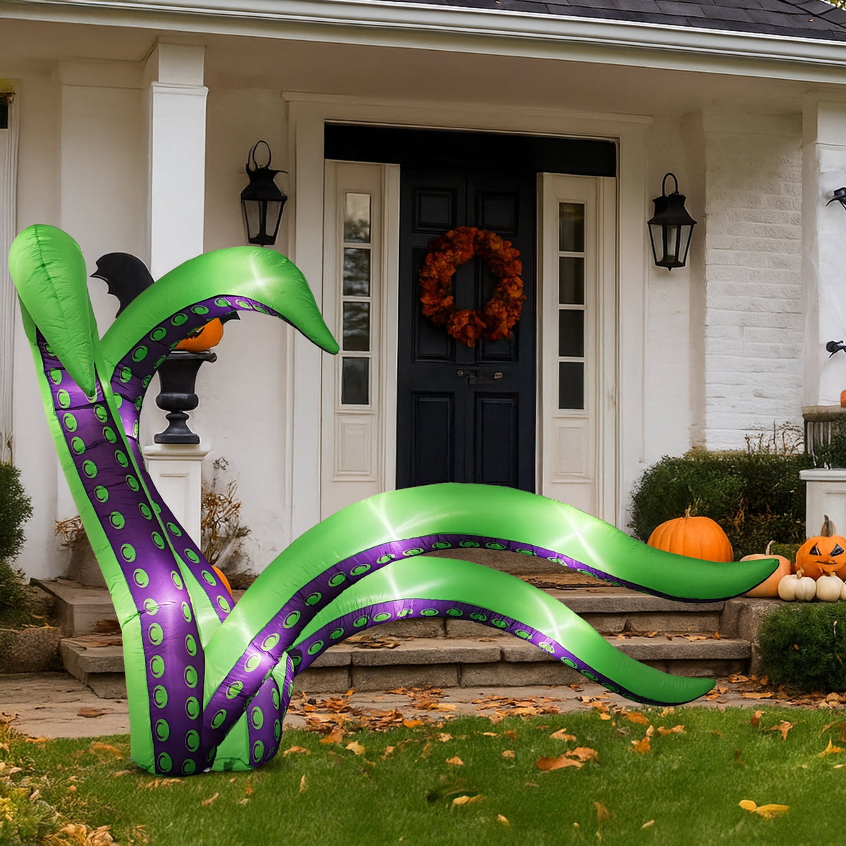 UBesGoo 6.9' Halloween Inflatable Octopus Tentacles, Blow Up Halloween Decoration with Built-in LED Lights, 2 pcs