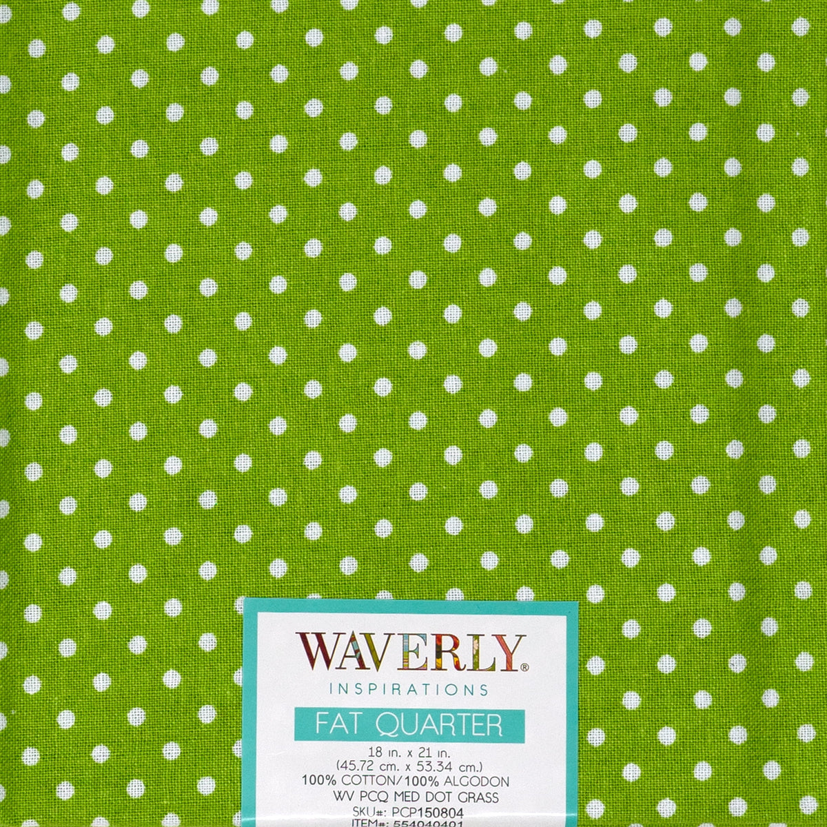 Waverly Inspirations Cotton Fat Quarter Fabric, Medium Dot Grass, 18 in x 21 in, 1 Each