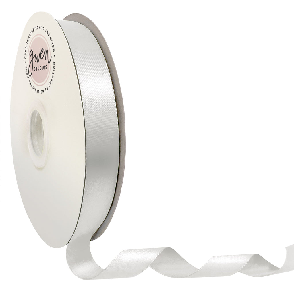 White Single Faced Satin Ribbon, 7/8" x 100 Yards by Gwen Studios