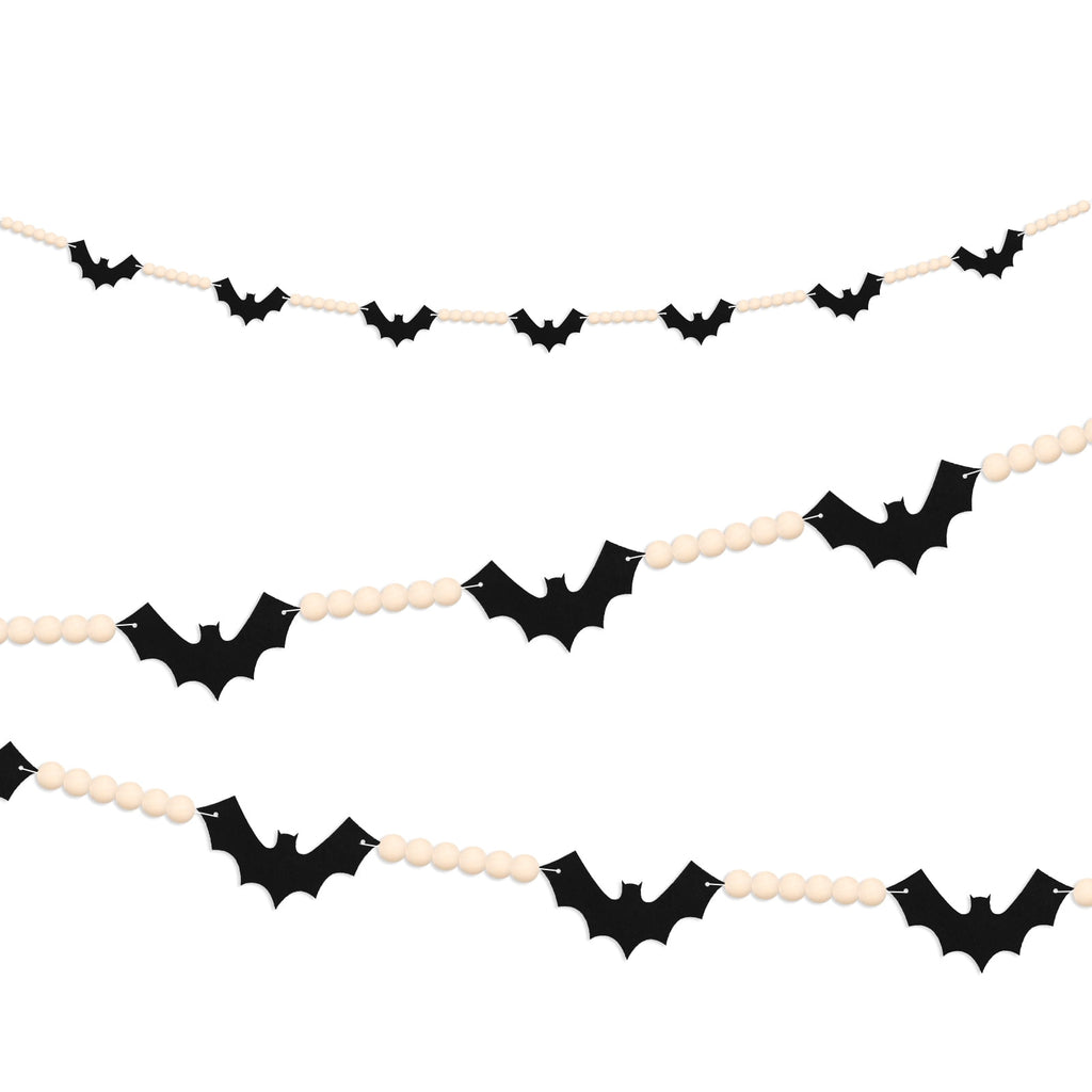 YIBAGA Halloween Garland Banner 4.67Ft Wool Felt Bats Bead Decoration Indoor Decor Party Supplies