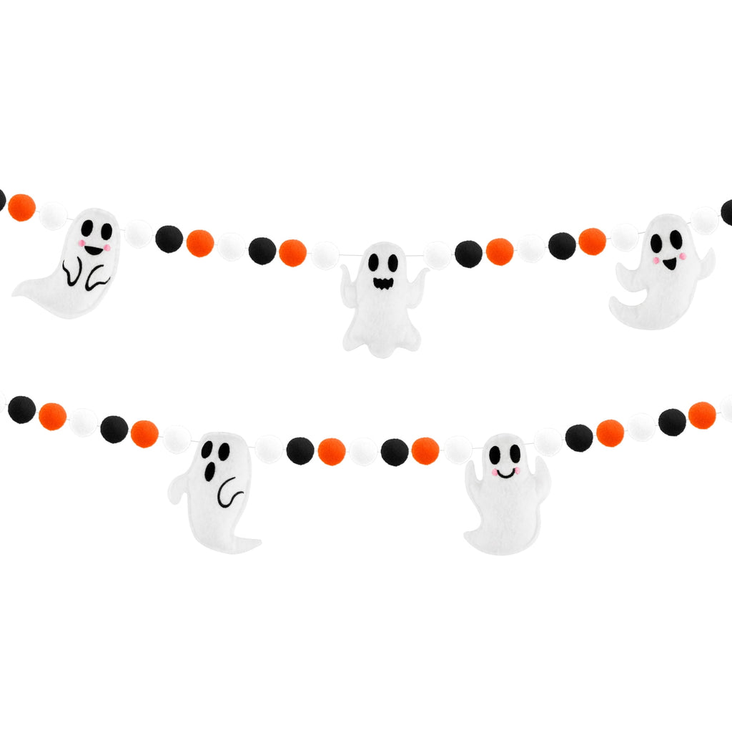 YIBAGA Halloween Garland Banner 6.6Ft Wool Felt Ghosts Ball Haunted Houses Decors Party Supplies