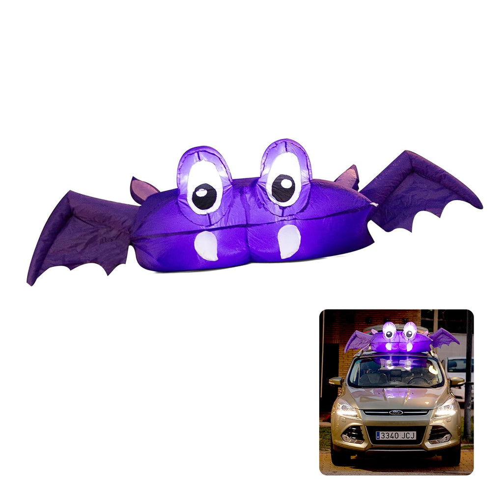 Zone Tech 6 FT Inflatable Bat Car Trunk Decor with Built-in LEDs, Blow Up Decoration for Halloween (1-Pack)