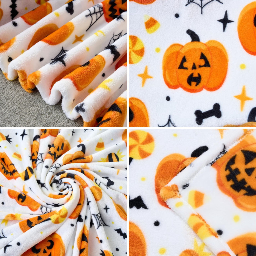 Vggrvlo Up to 25% Off Halloween Halloween Themed Throw Blanket Autumn Leaves Fall Throw Blanket for Couch Cute Halloween Blanket for G-irls B-oys K-ids Women Men