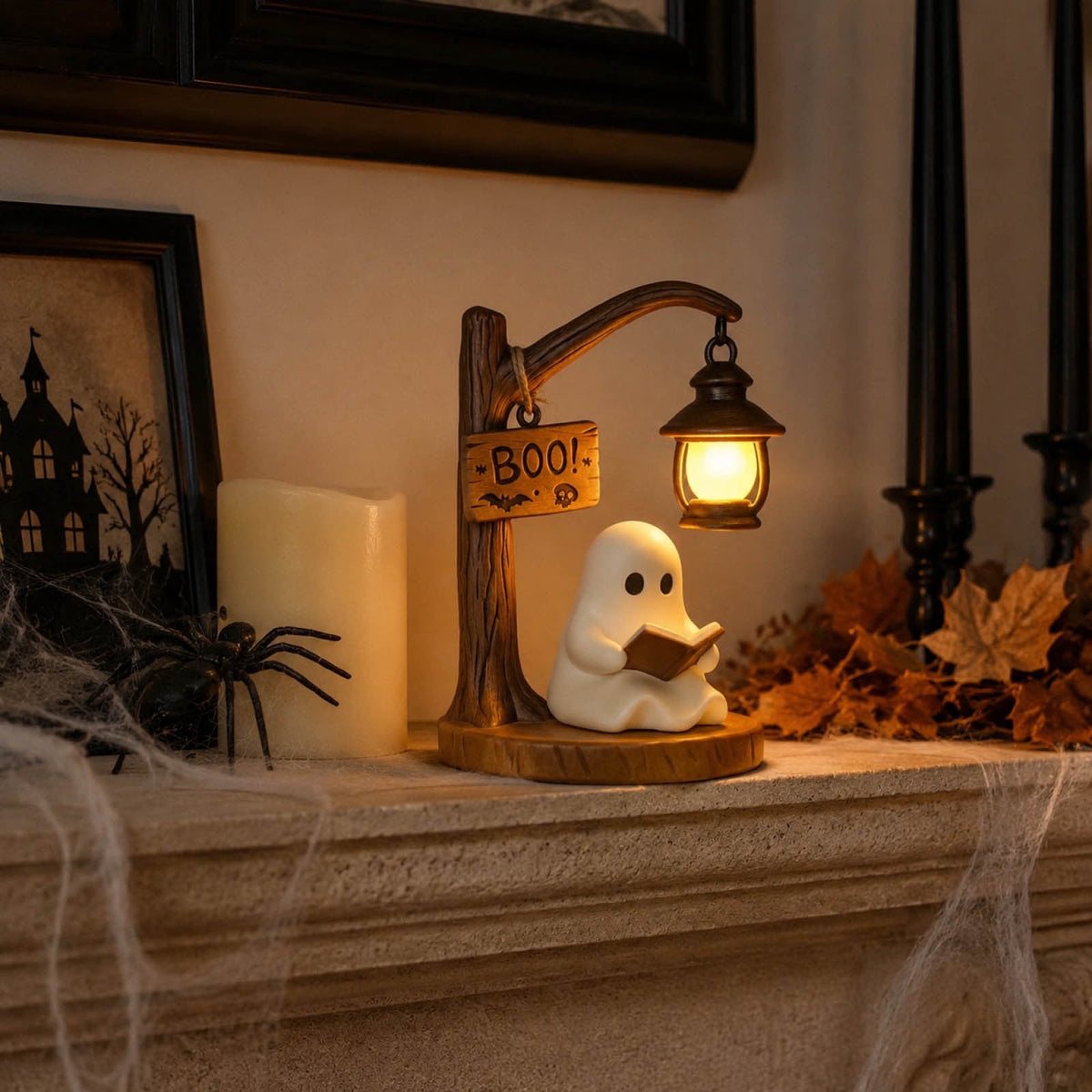Ghost Bubble Bath LampHalloween Bathroom Decor Gifts Under 20 Bathtub Ghost & Dog Resin Figurine, Warm LED Halloween Tabletop Decor for Bathroom, Bedroom, Kids Room & Fall Home Accent