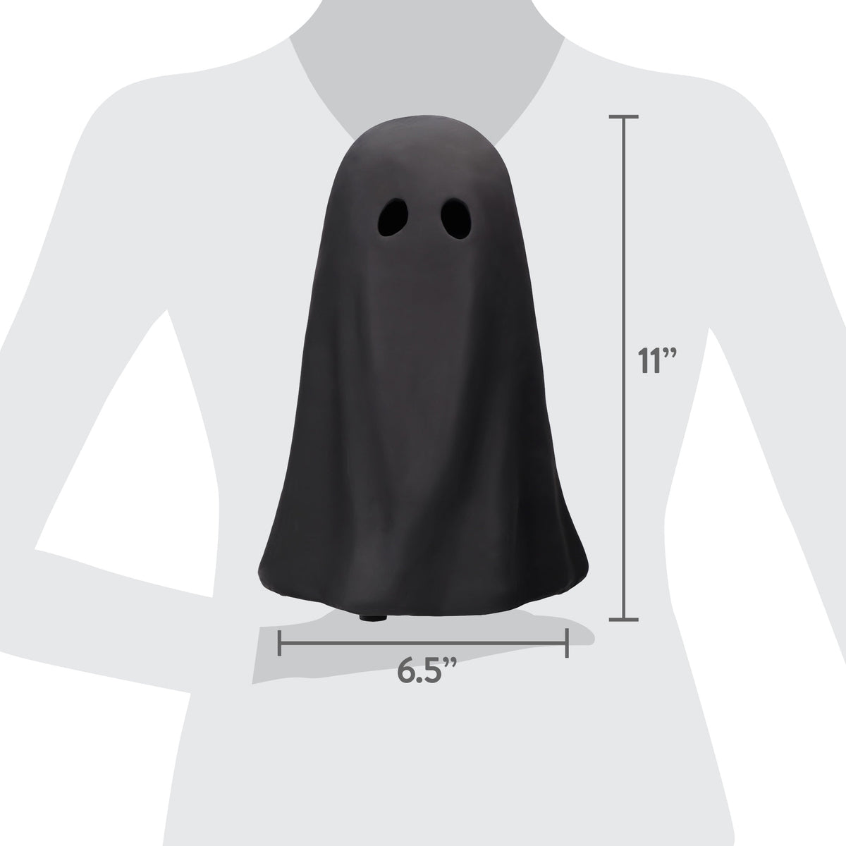 Paper Mache Ghost Decoration, Black, 11", Halloween by Way To Celebrate