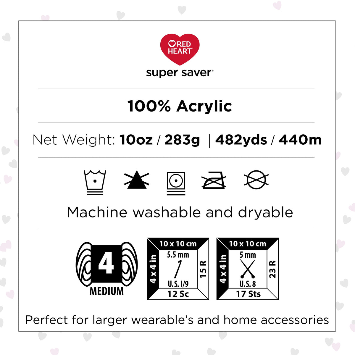 Red Heart Super Saver Jumbo #4 Medium Acrylic Yarn, Bright Stripe 10oz/283g, 482 Yards