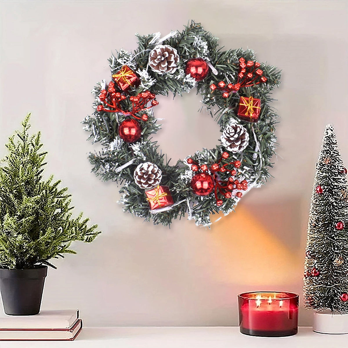 Btomtd Diameter 8" Pumpkin Skull Wreath Halloween Decor Acrylic Round Disk Hanging Ornament with Garland for Front Door Window, B