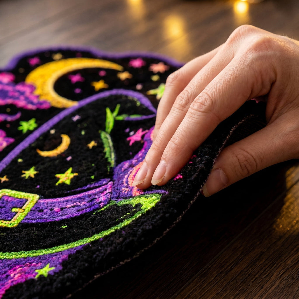 Halloween Round Rug Optical Ghost Pumpkin Mat 15.75in Diameter Polyester Skidproof & Soft for Entryway Bedroom Party by MPOISVA