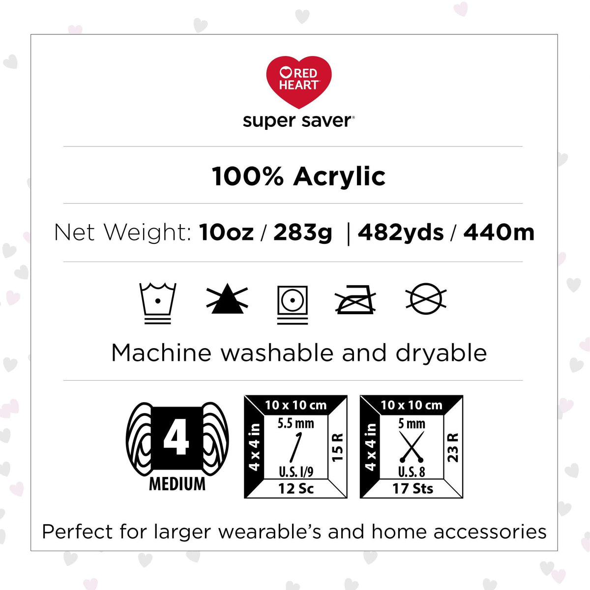 Red Heart Super Saver Jumbo Yarn, Aran Fleck, #4 Medium, Acrylic, 10oz/283g, 482 Yards