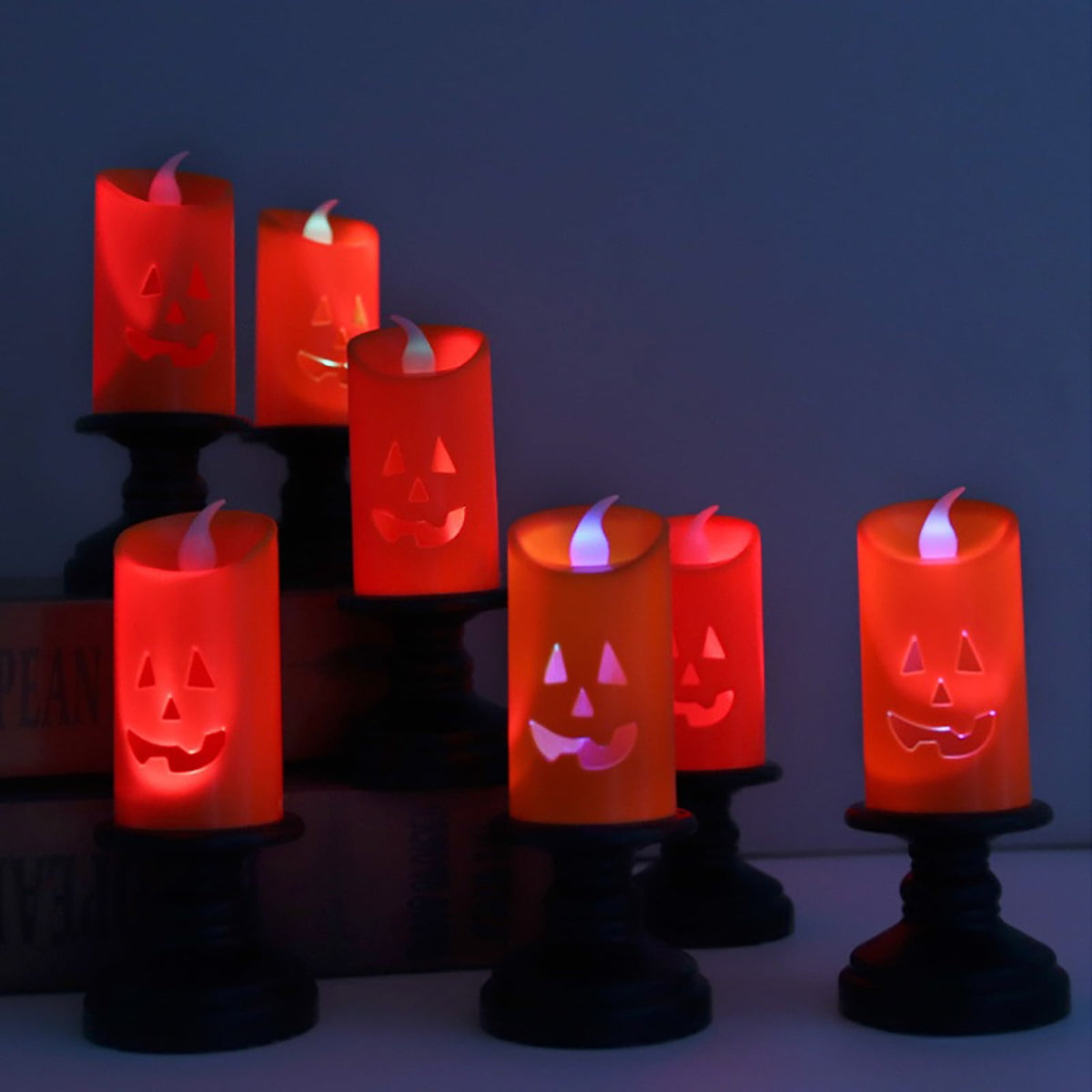 XGFHYJEH Halloween Decorations LED Candle Lights, 3pc Pumpkin Lantern, Halloween Indoor Decor, Halloween Table Decoration Ornament for Home Room Party