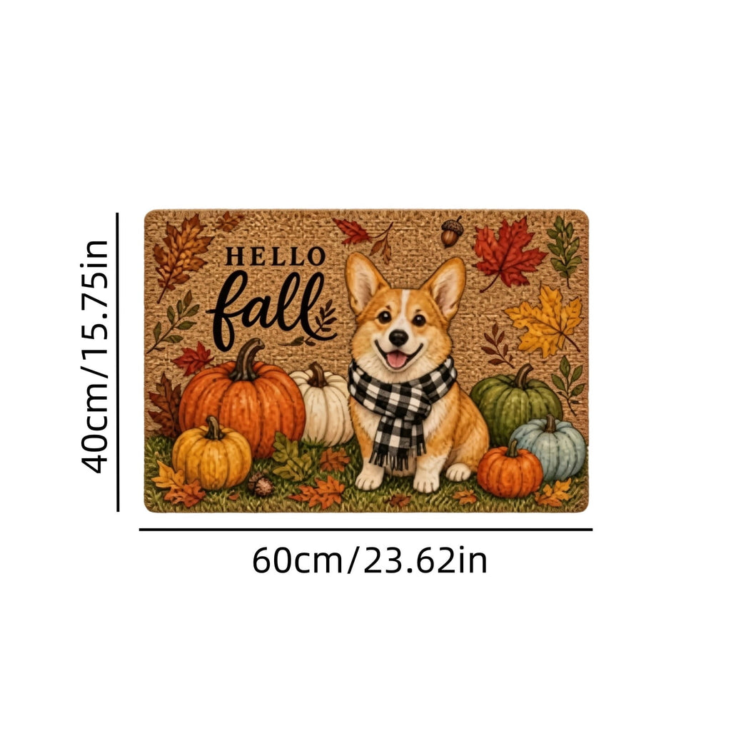 Fall Thanksgiving Welcome Doormat with Pumpkin Maple Leaf Design 15.75 x 23.62 Inch Crystal Velvet Seasonal Rug for Entryway Kitchen Home Decor