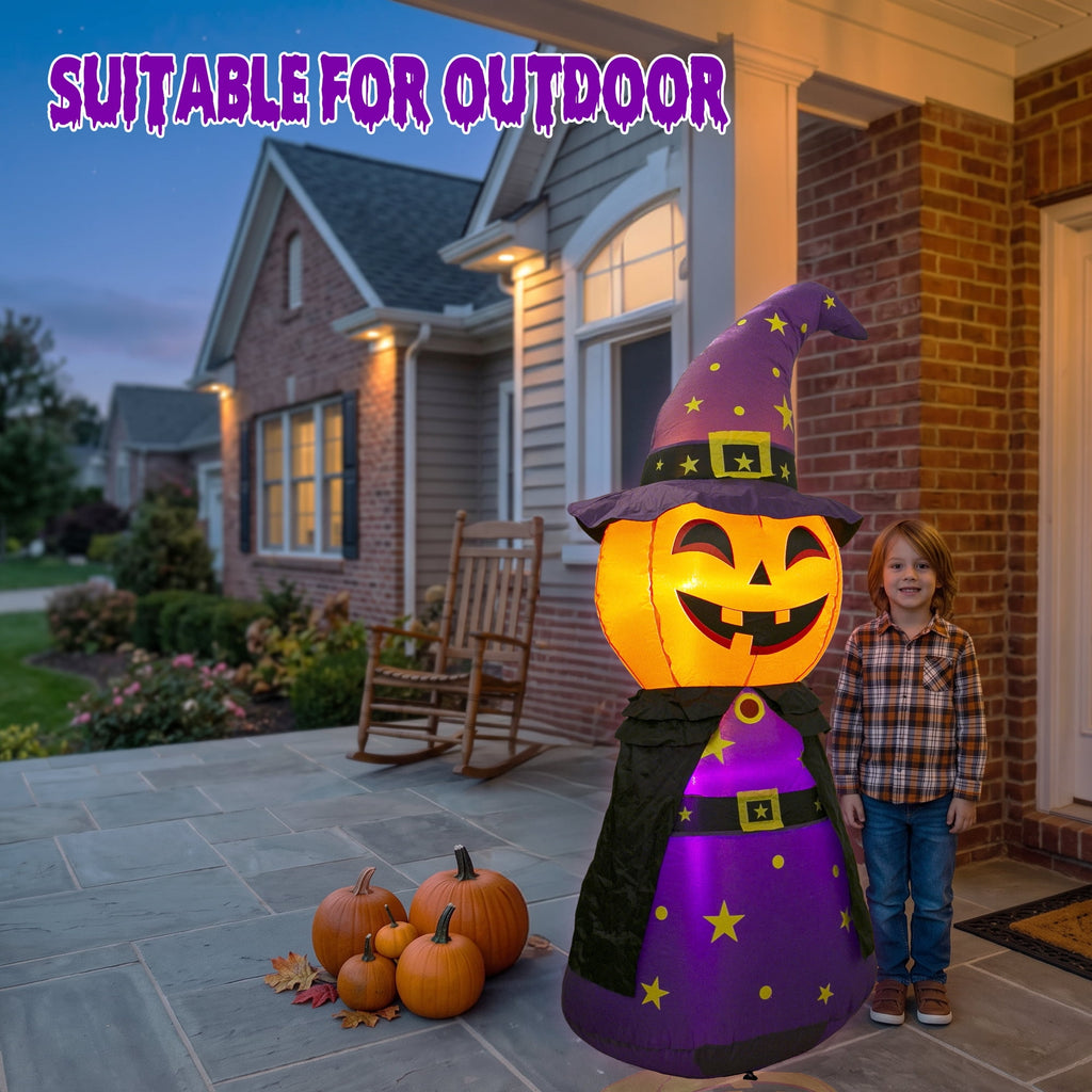 MAGOTAN 6 FT Halloween Inflatable Pumpkin Halloween Inflatable Pumpkins and Cat Outdoor Yard Decoration Build-in 7 LED White Lights