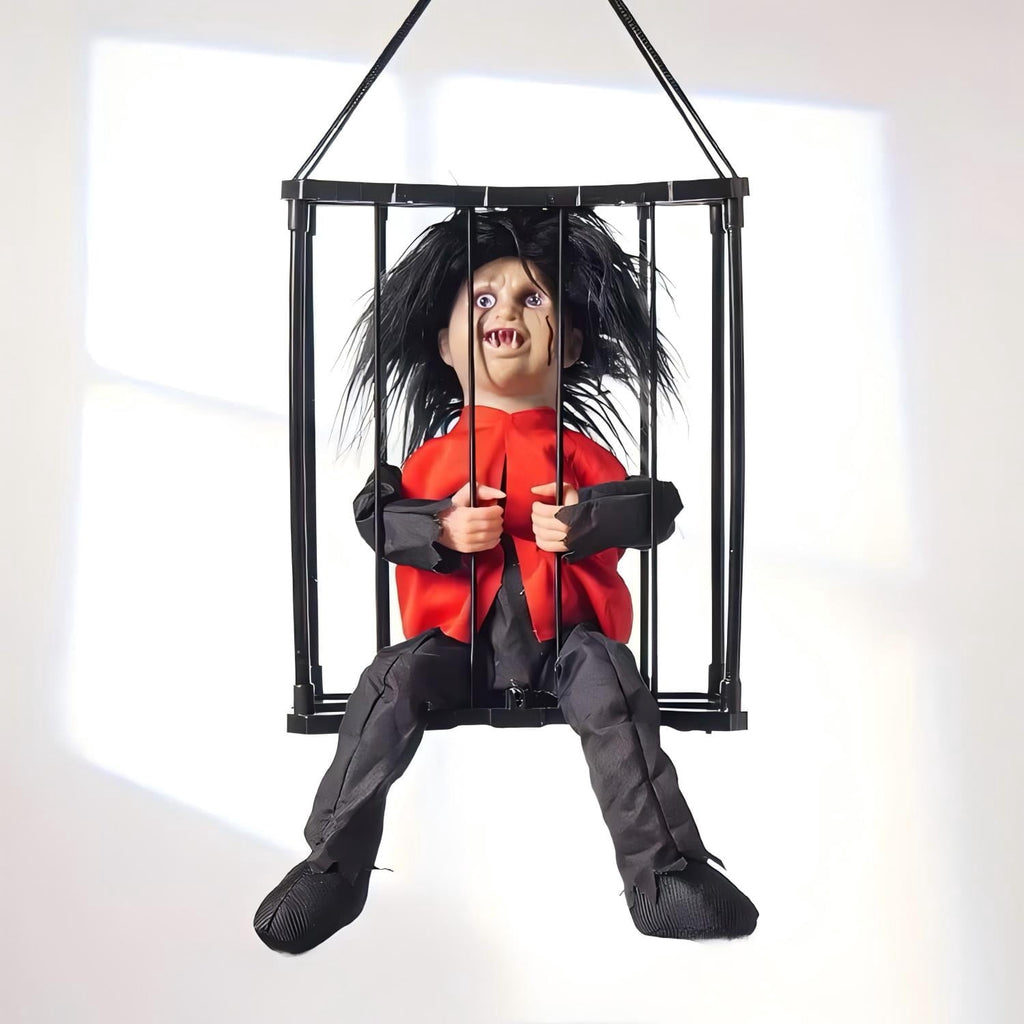 Halloween Animated Decorations, Halloween Decor Prop Scary Haunted Doll Horror with Red Lighting Eyes Spooky Sounds & Motion Sensor for Home Indoor Outdoor
