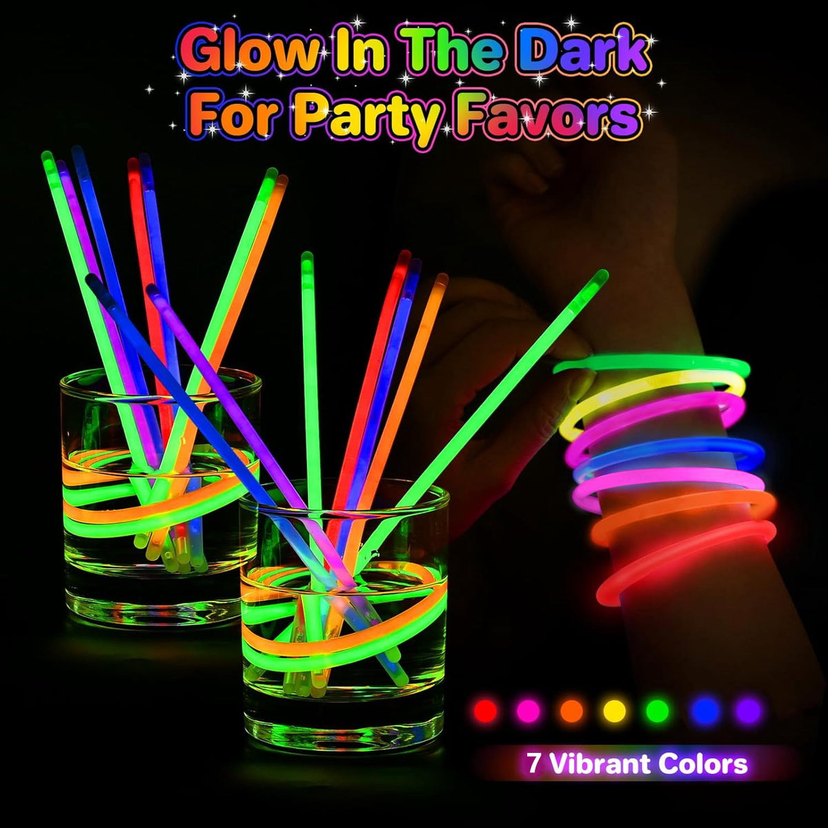 Ayieyill 200pcs Glow Sticks Bulk Party Pack 8" Halloween Glow Sticks for Kids Glow in The Dark Party Supplies