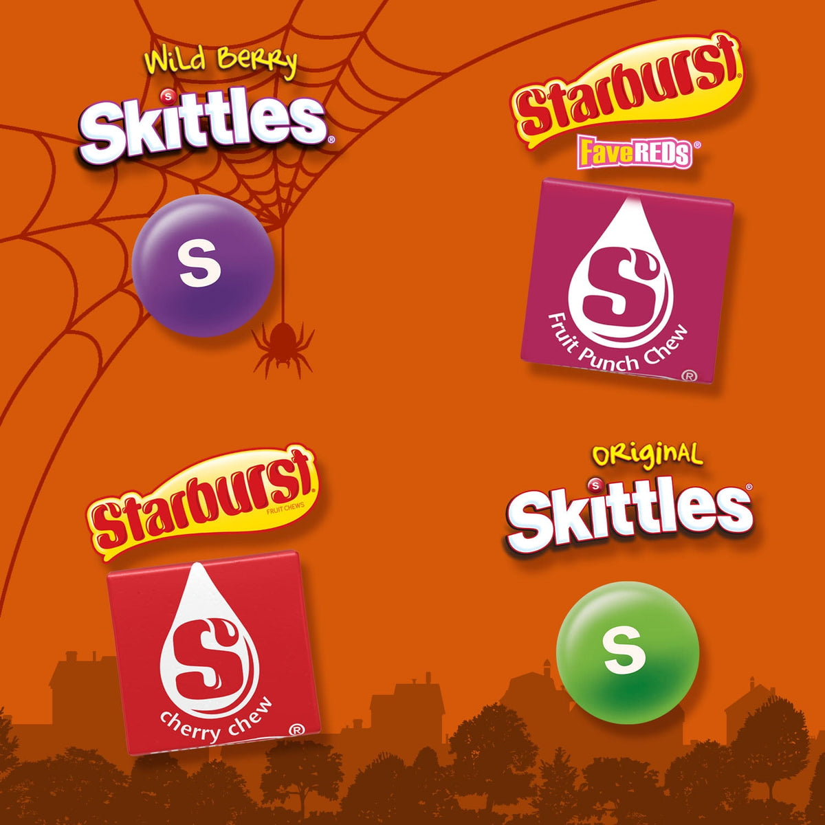 Skittles & Starburst Fun Size Chewy Halloween Candy Variety Pack - 140 Ct Bulk Bag
