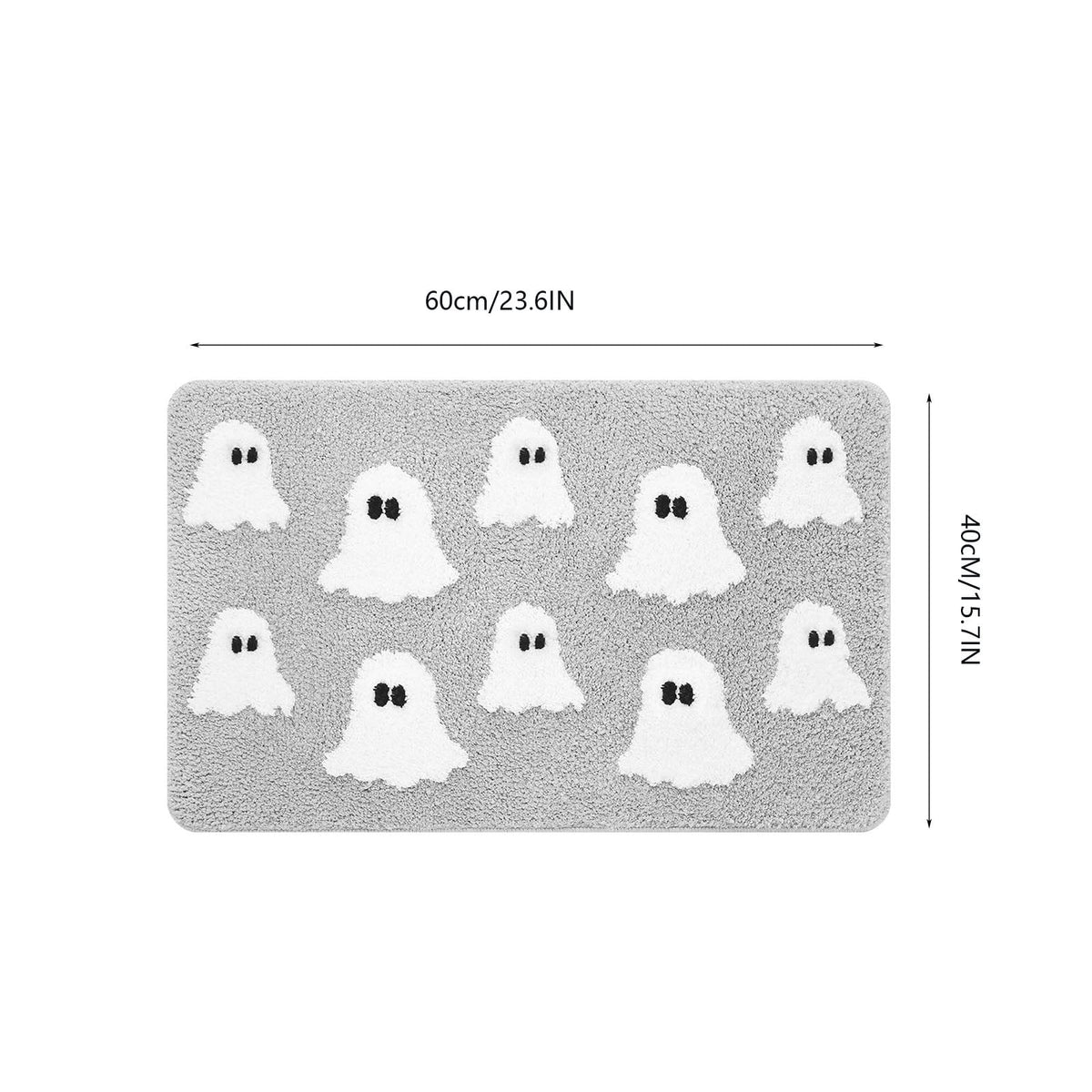 HHBEAUTY Halloween Ghost Welcome Doormat, Halloween Door Mat Outdoor Gray Ghost Witchy Doormat Halloween Welcome Mats for Front Kitchen Mat Outdoor Indoor Non-Slip Doormat