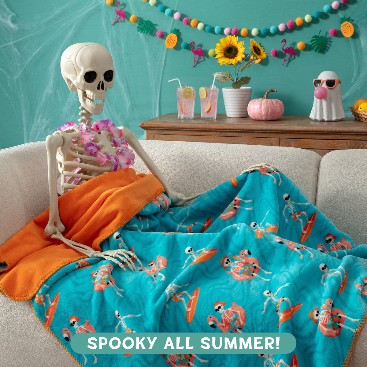 Boo-tique Soft Throw Blanket, Plush Fleece Blanket, Halloween Mermaids, Black, 50" x 72"