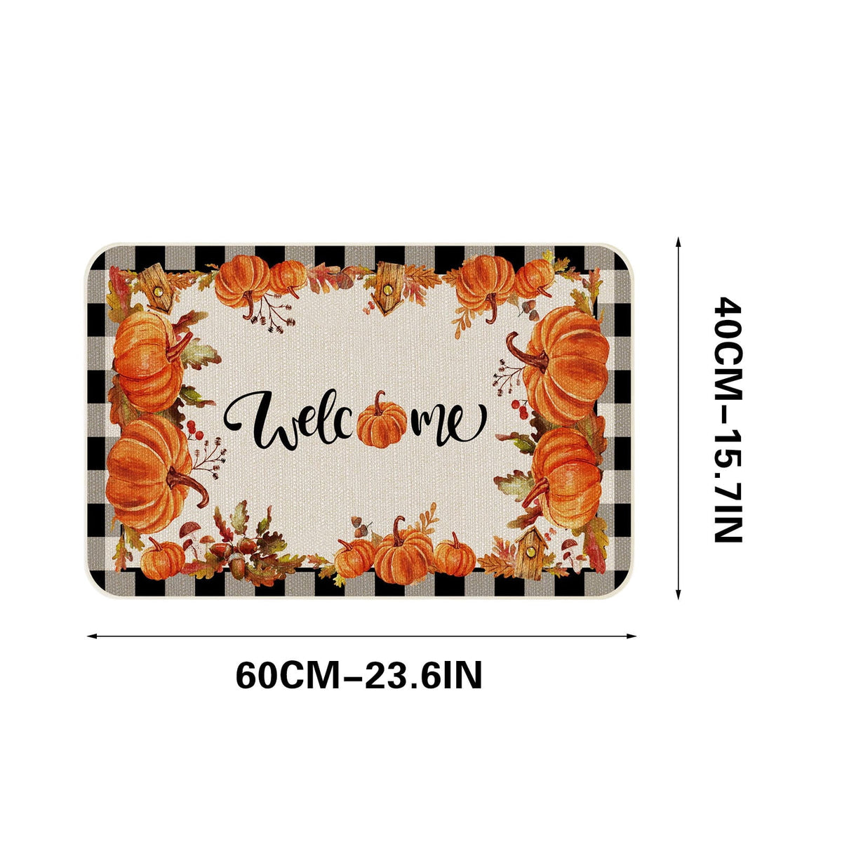 JOGZMZ Halloween Floor Mat Home Entrance Thanksgiving Pumpkin Thick Foot Mat Crystal Velvet Floor Mat