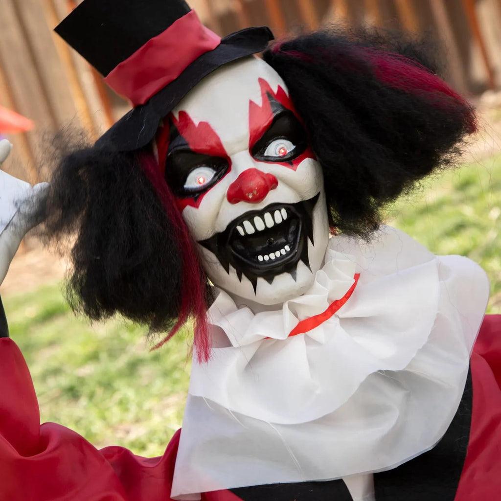 19 1/2" Groundbreaker Black, Red & White Clown Animated Prop Halloween Decoration
