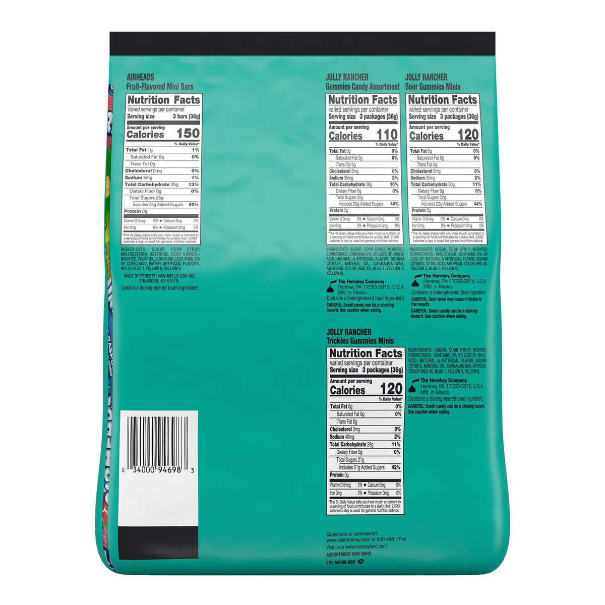 Hershey Assorted Fruit Flavored, Halloween Candy Bulk Bag, 62 oz (175 Pieces)