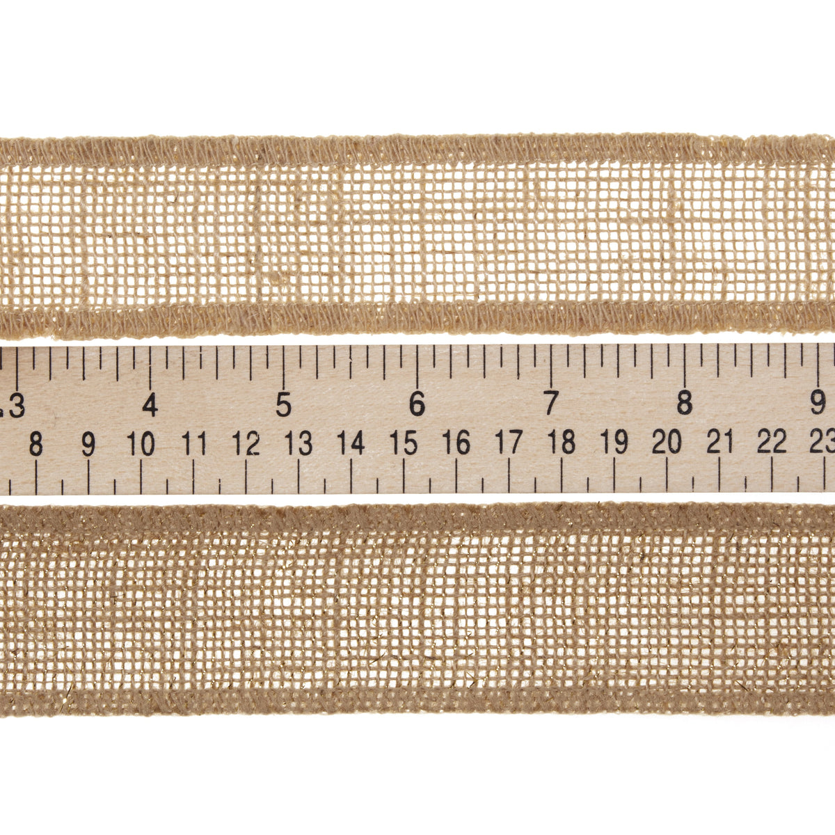 Love, Laugh, Craft Burlap Ribbon Set, 1.5"W x 3-Yds, Natural/White Stripe