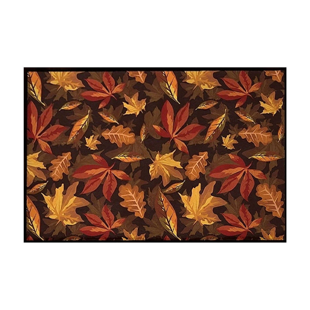 Uxgjfwu Halloween Thanksgiving Doormat 18x30 Inch Non-Slip Fall Decor Pumpkin Maple Leaves Print Front Door Kitchen Entryway Rug for Indoor Outdoor Use
