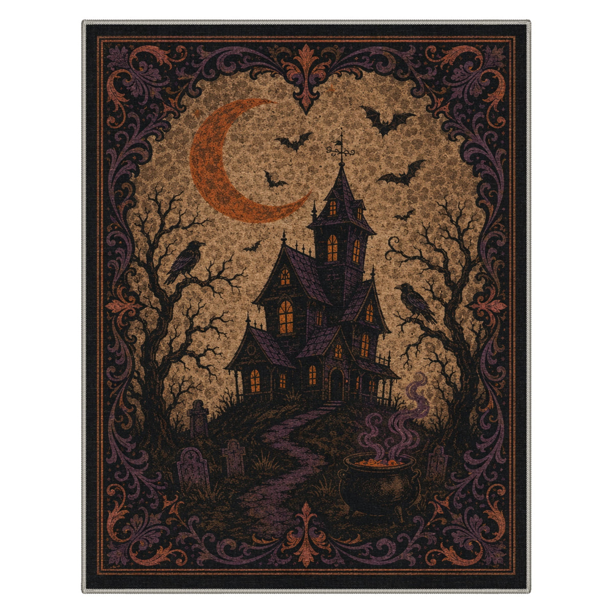 GENIMO 2'x7' Halloween Runner Rug, Washable Non Slip Soft Farmhouse Pumpkin Indoor Outdoor Hallway Runner for Porch Patio Kitchen Entryway, Vintage Sepia