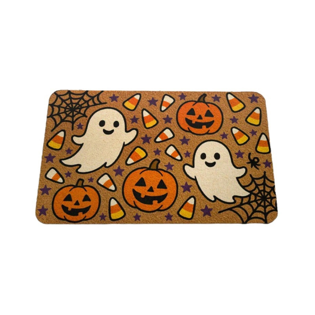 Beforeyayn Halloween Doormat, 23.6X15.7 Inch Funny Ghost and Pumpkin Entryway Mat, Absorbent Coir Doormat for Indoor Outdoor, Scary Spider Web Design for Home, Front Door, Patio Decor