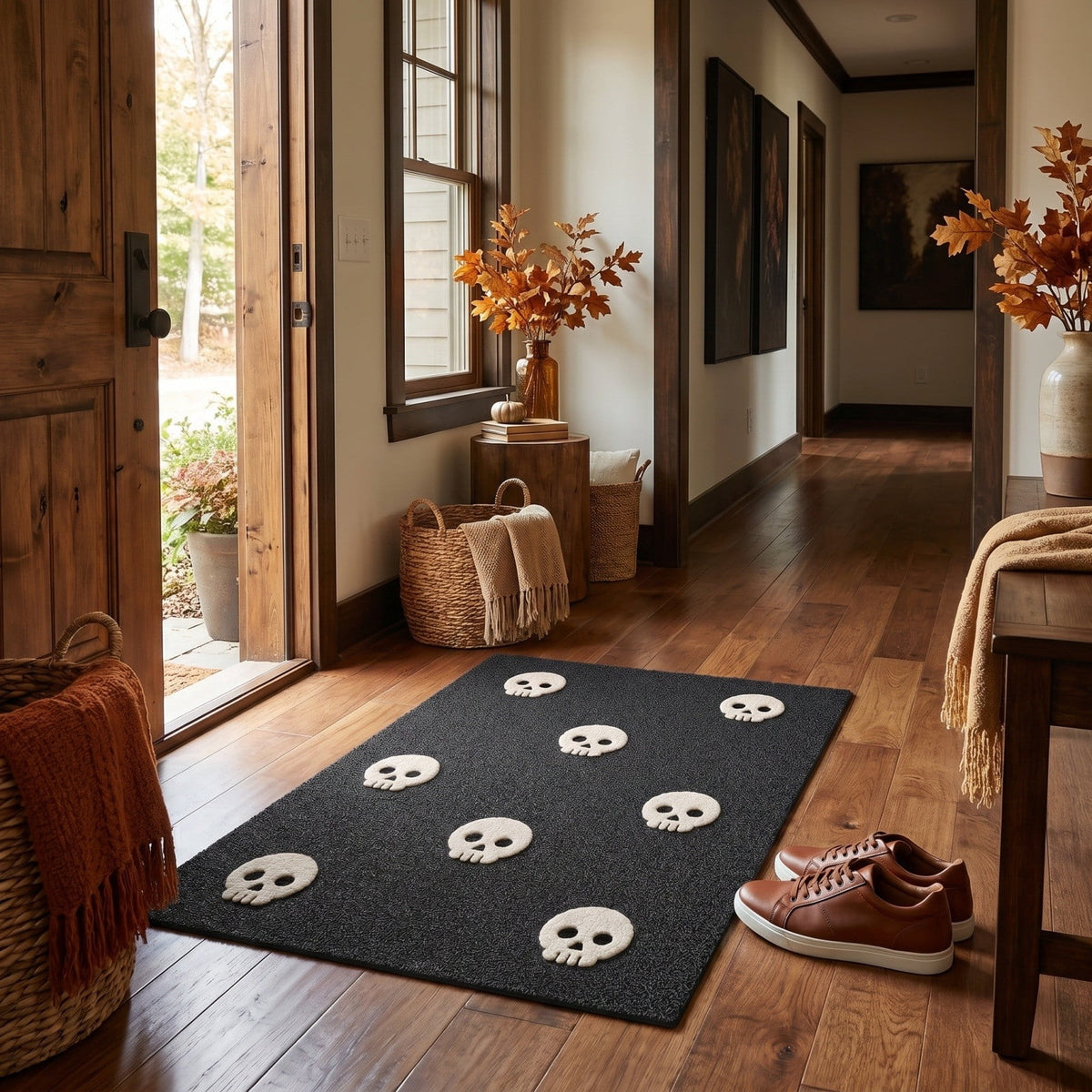 Halloween Ghost Door Mat, Cute Welcome Mat for Front Door Porch Entryway Haunted Outdoor Decor Spooky Decorative Entrance Doormat Non Slip Halloween Rug, 16" x 24"