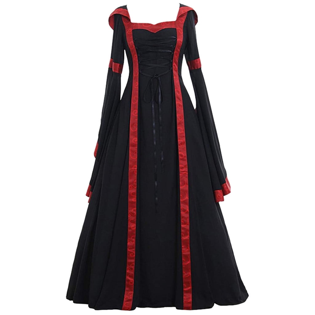 Babysbule Womens Summer Dresses, Women's Vintage Classic Medieval Floor Length Renaissance Gothic Long Sleeve Dress