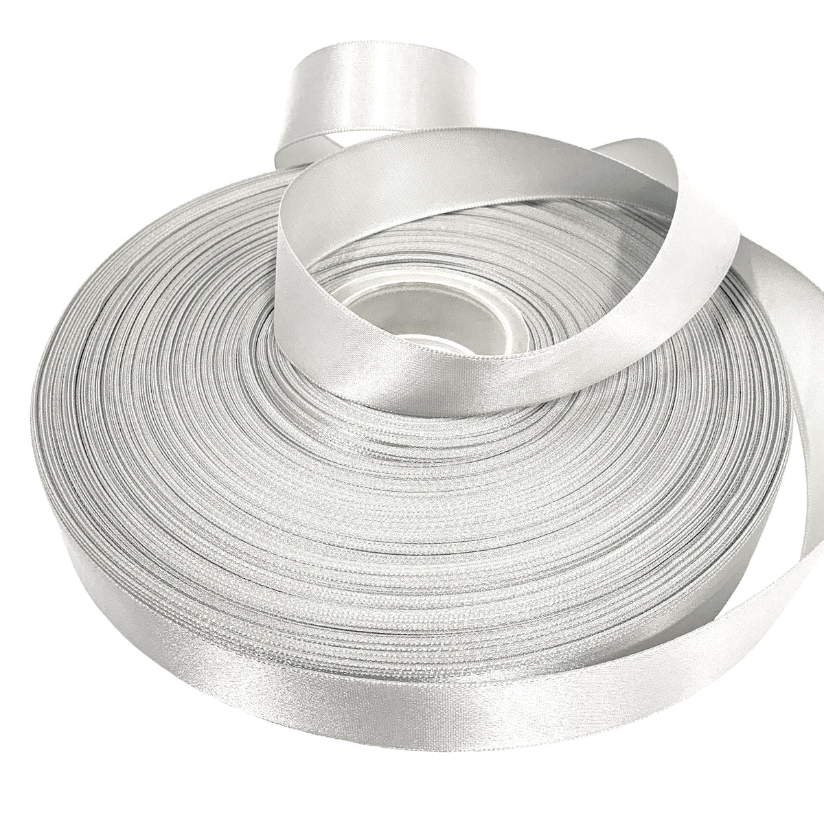 White Double Faced Satin Ribbon for Wedding and Crafts, 7/8" x 100 Yards by Gwen Studios