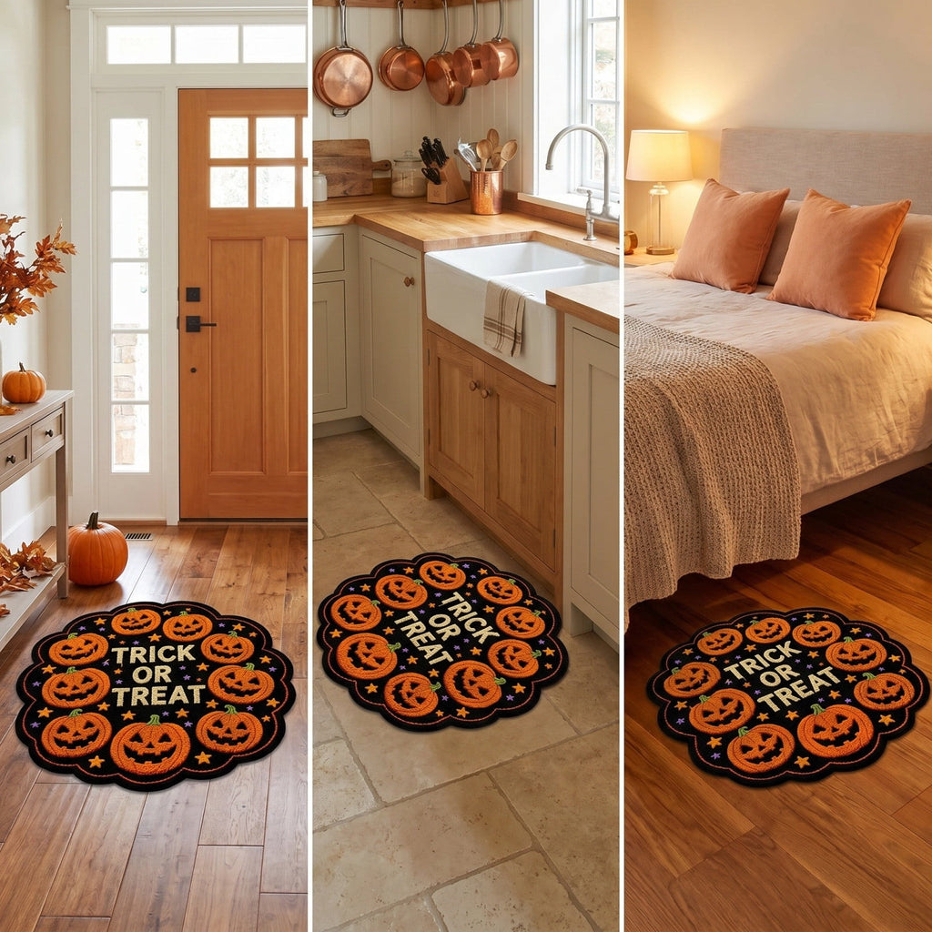 Orangide Halloween Door Mat Indoor Outdoor Welcome Rug with Ghost and Spiders Non-slip Entryway Mat for Front Porch Patio Home Fall Decoration