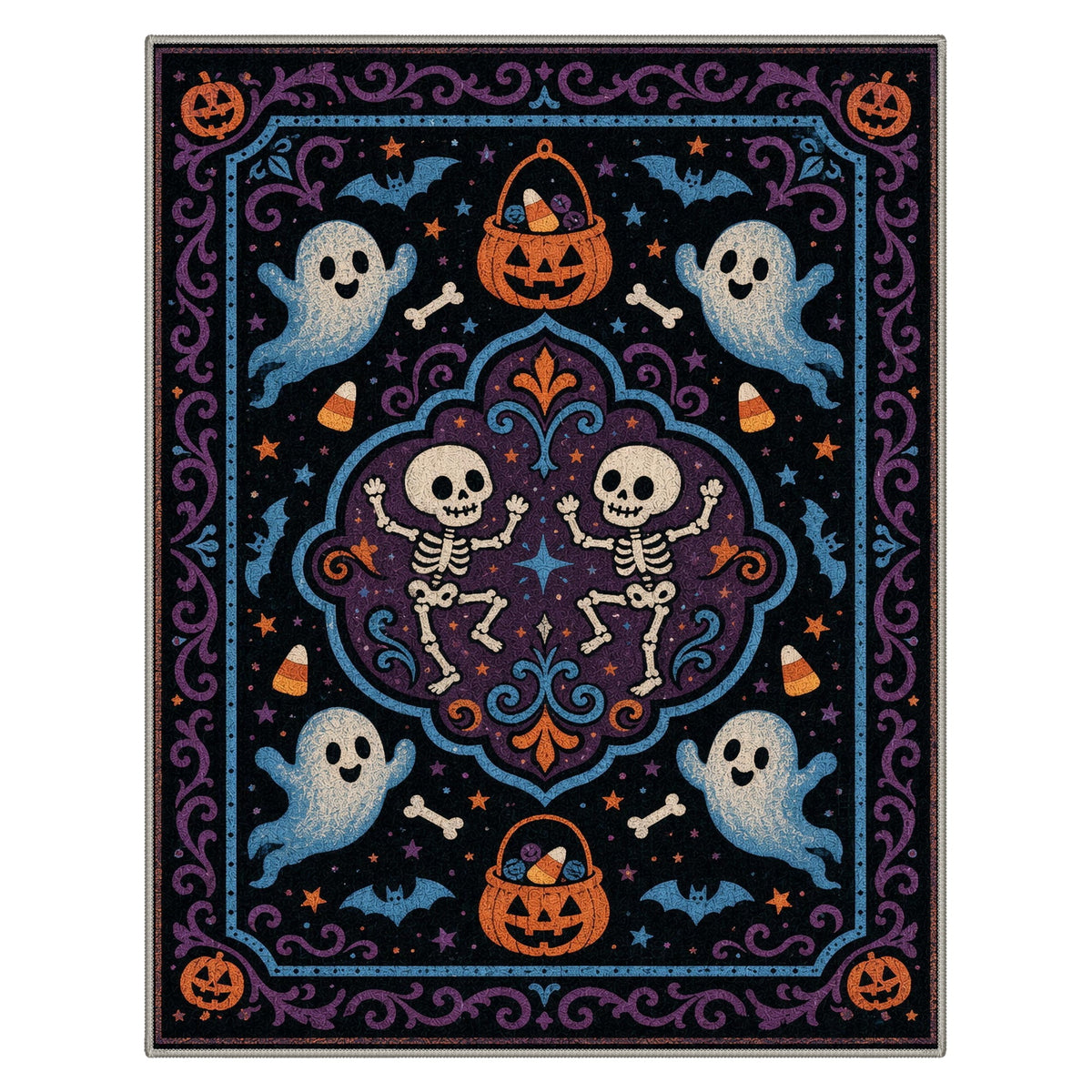 GENIMO 5'x7' Halloween Area Rug for Living Room, Washable Non Slip Soft Vintage Witch Indoor Rug for Bedroom Dining Room Home Office, Retro Sepia