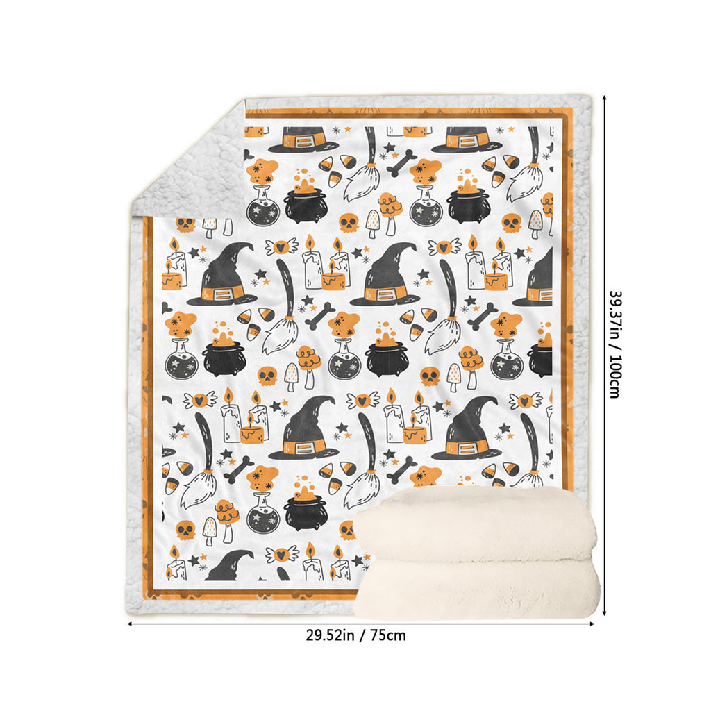 FastXmas Halloween Throw Blanket, 30"x40" Flannel Fleece Pumpkins Maple Checkered Plush Blanket, Soft Lightweight Skin-Friendly Fall Harvest Decorative Throw Blanket for Couch Sofa Bed Outdoor