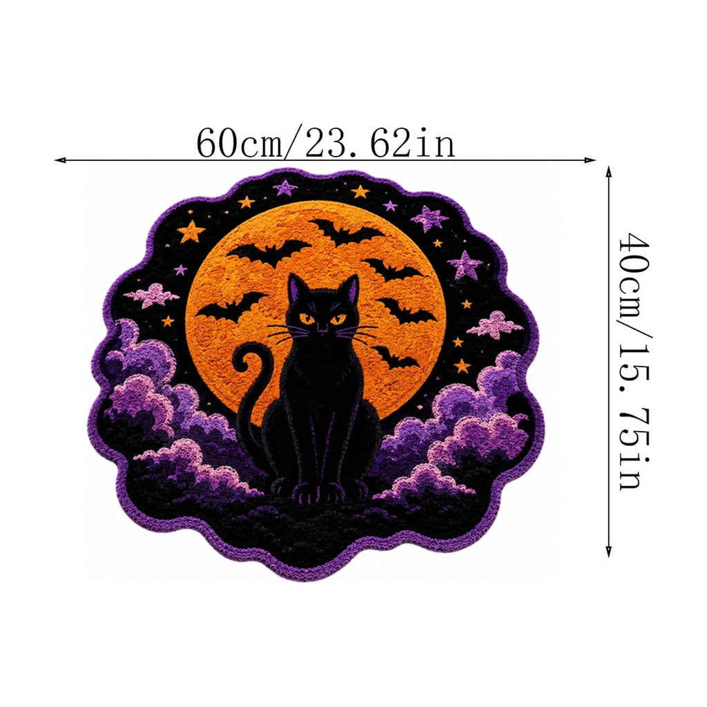 Halloween Wreath Shaped Rugs, Soft Indoor Mat for Entryway, Kitchen, Halloween Party, Pumpkin Witch Spooky Home Decor, 23.62x15.75 Inches