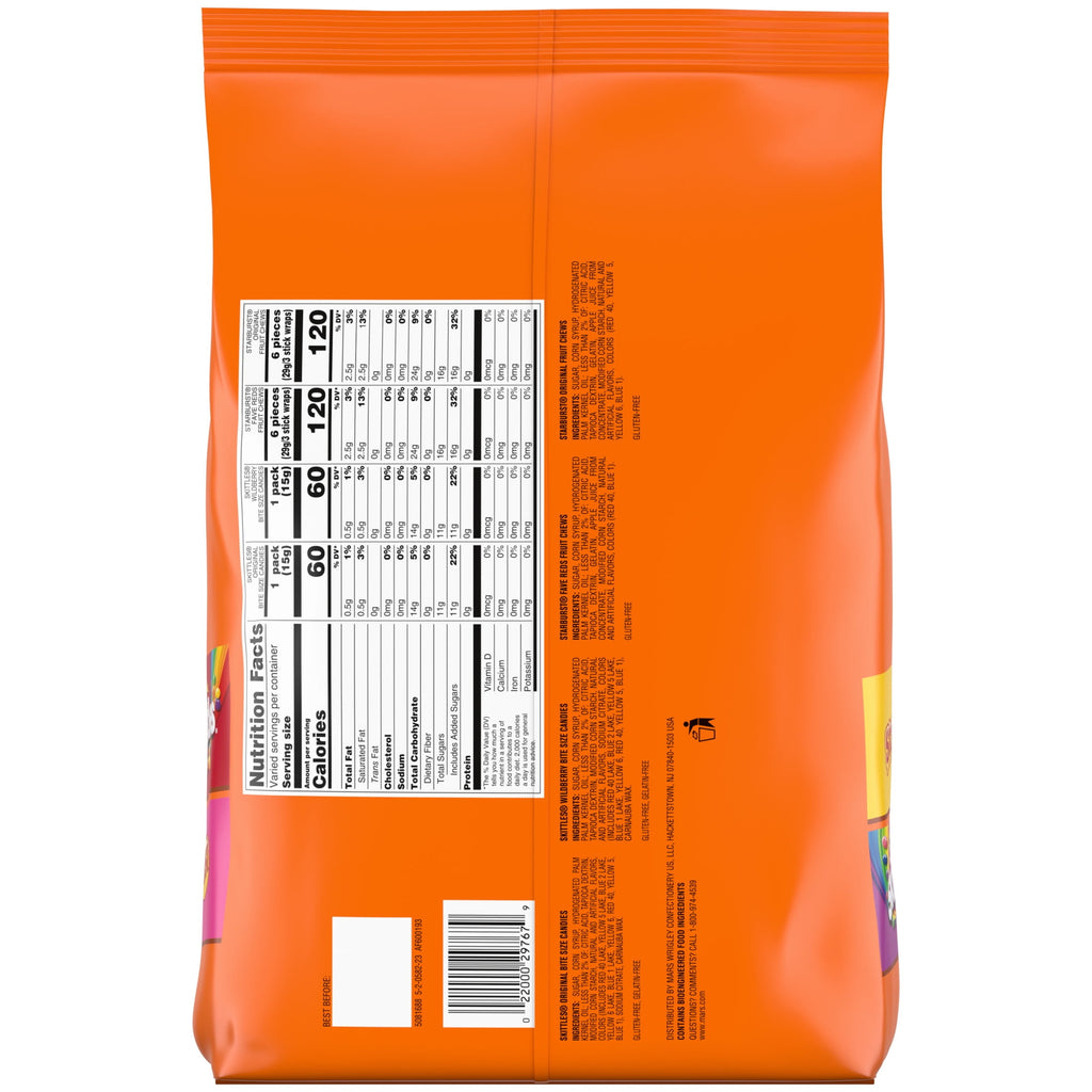 Skittles & Starburst Fun Size Chewy Halloween Candy Variety Pack - 140 Ct Bulk Bag
