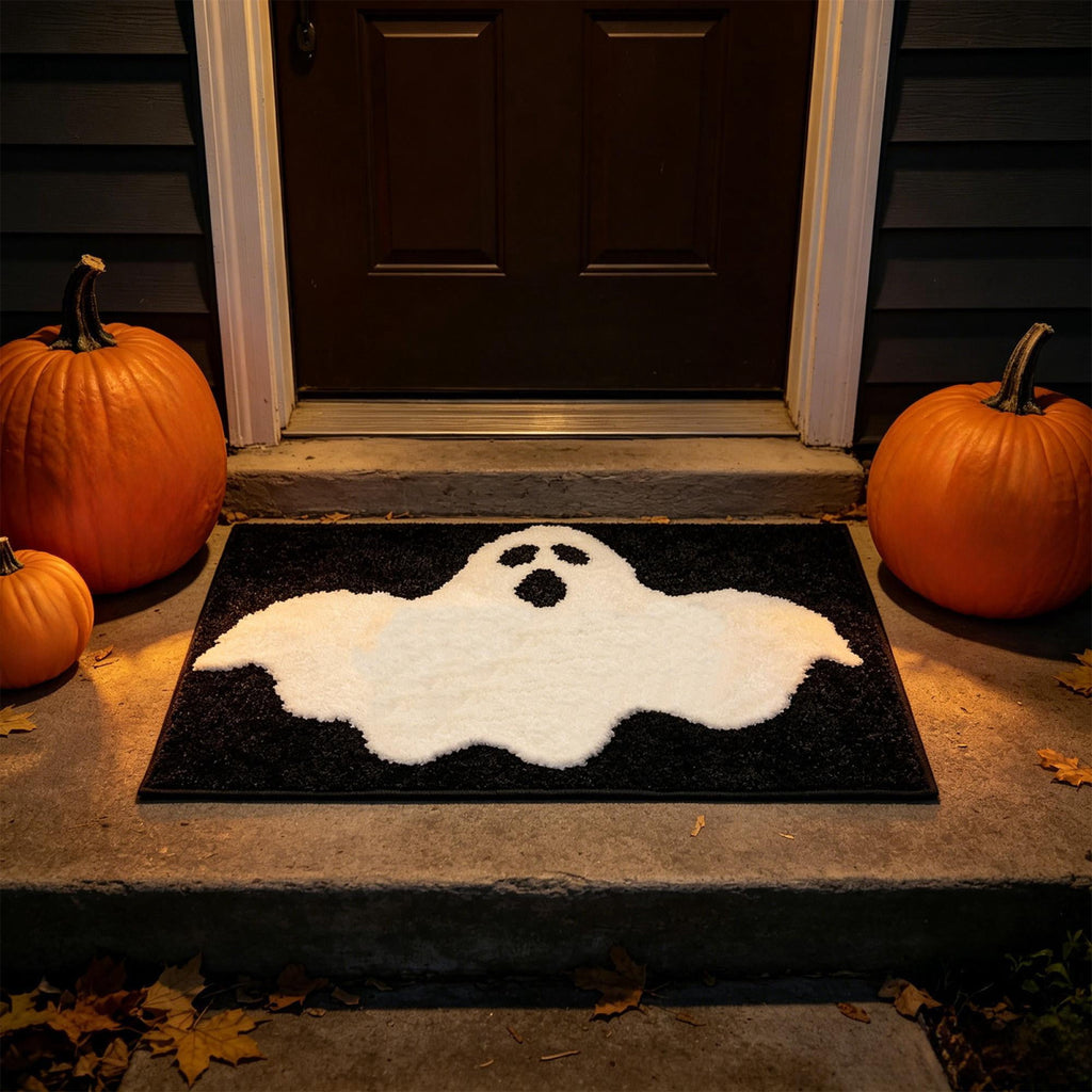 Halloween Wreath Shaped Rugs, Soft Indoor Mat for Entryway, Kitchen, Halloween Party, Pumpkin Witch Spooky Home Decor, 23.62x15.75 Inches