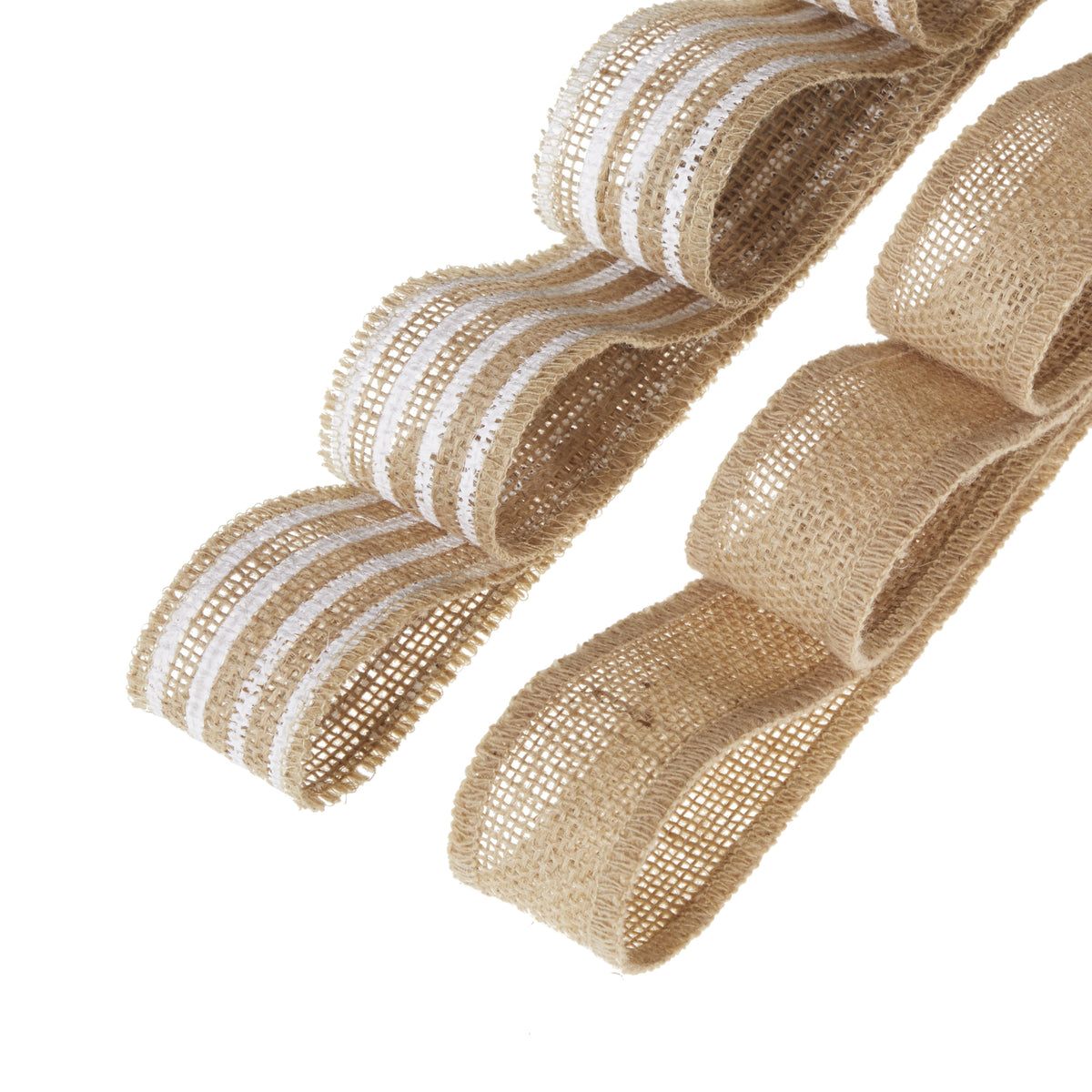Love, Laugh, Craft Burlap Ribbon Set, 1.5"W x 3-Yds, Natural/White Stripe