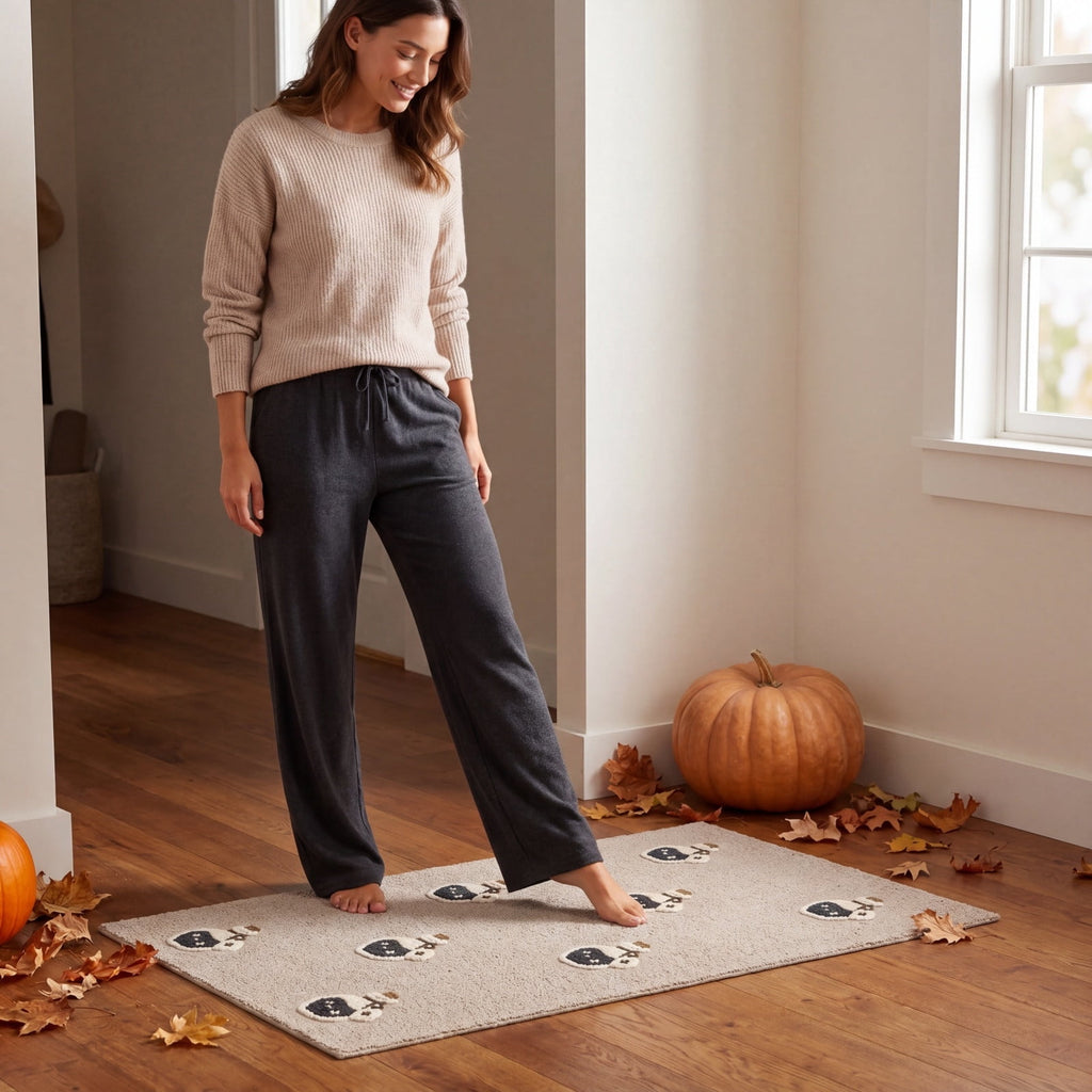Halloween Thanksgiving Pumpkin Doormat 24x16 Inch, Simple Fall Farmhouse Entrance Mat for Front Porch Patio Home Decor
