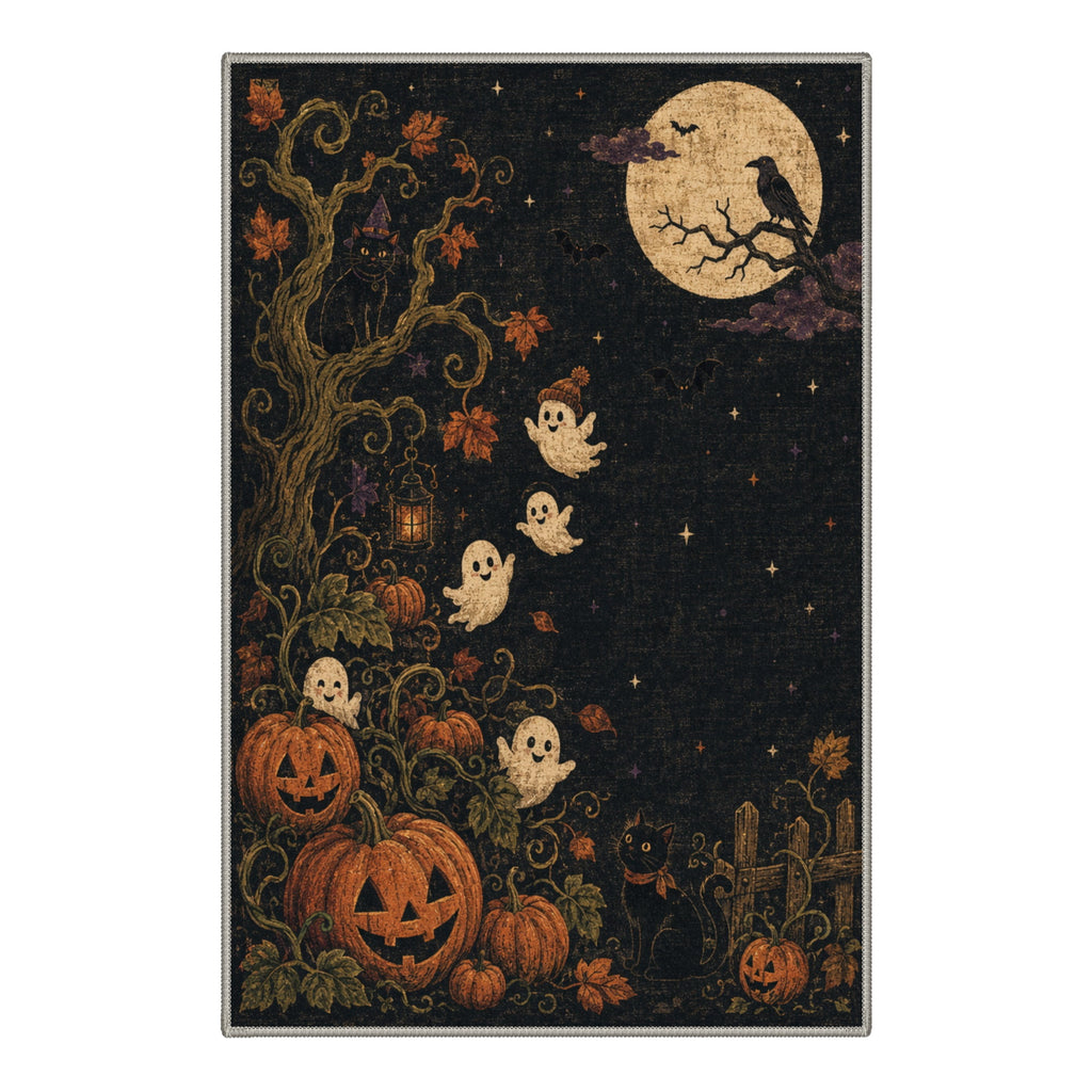 GENIMO 2'x7' Halloween Runner Rug, Washable Non Slip Soft Farmhouse Pumpkin Indoor Outdoor Hallway Runner for Porch Patio Kitchen Entryway, Vintage Sepia